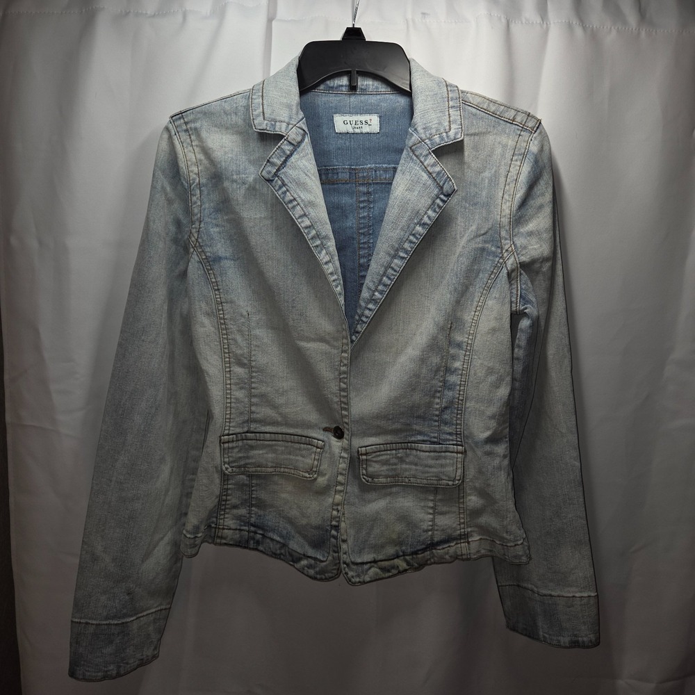 Guess Vintage Denim Tapered‎ Notched Collar Jacket Medium